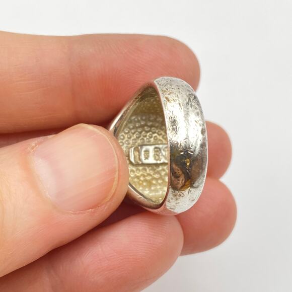 ERIC GROSSBARDT PICASSO Ring 18K Solid Gold 925 Sterling Inlaid MOP - Size 7 1/2 - Picture 13 of 14